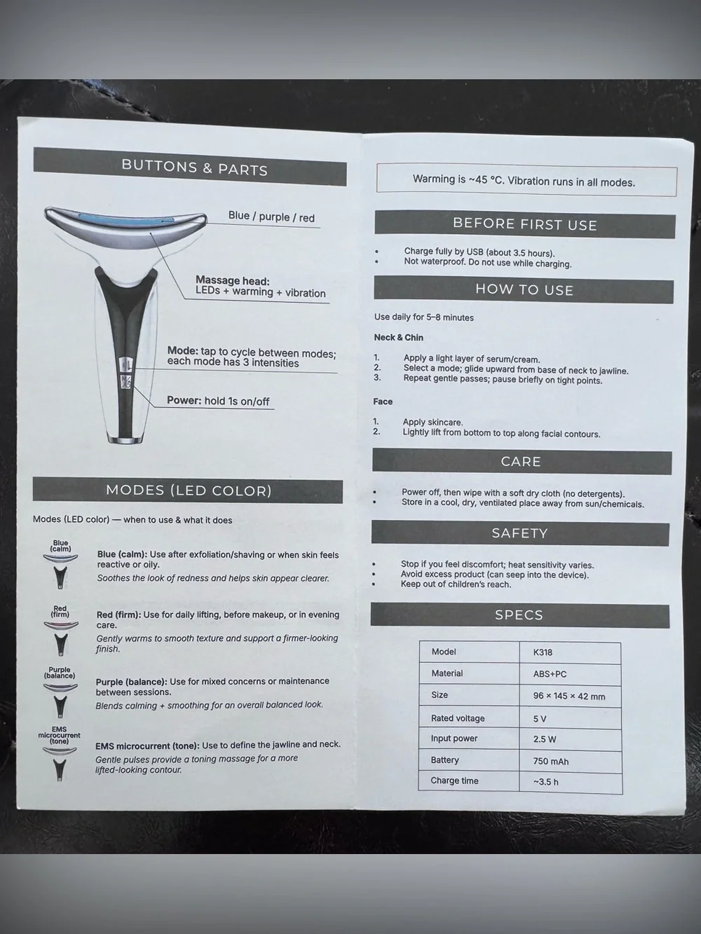 Botanique Paris Multi-Spectral Chin & Neck Tightening Light Therapy Device